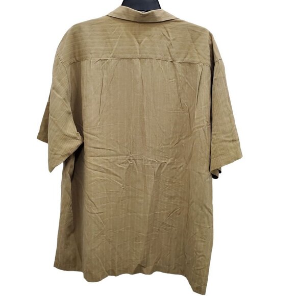Tommy Bahama Men's Dark Khaki Textured Silk Coconut Shell Button‎ Camp Shirt XL - Picture 7 of 7